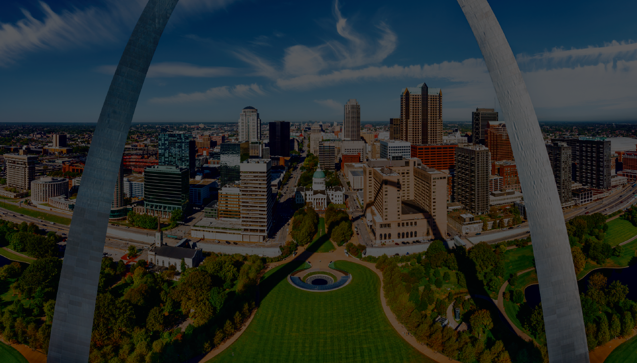 The Gateway Arch in St. Louis framing the city skyline, Missouri