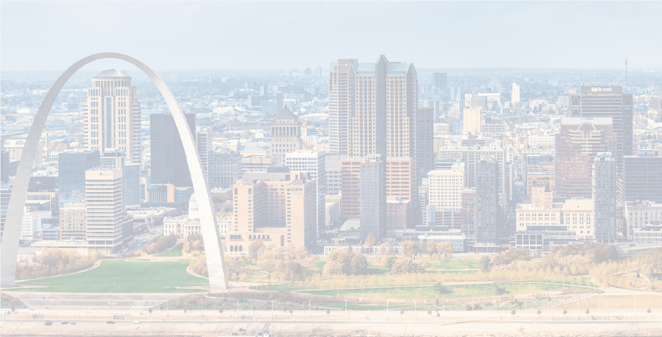St. Louis skyline highlighting buildings built with contributions from Local 36 sheet metal workers